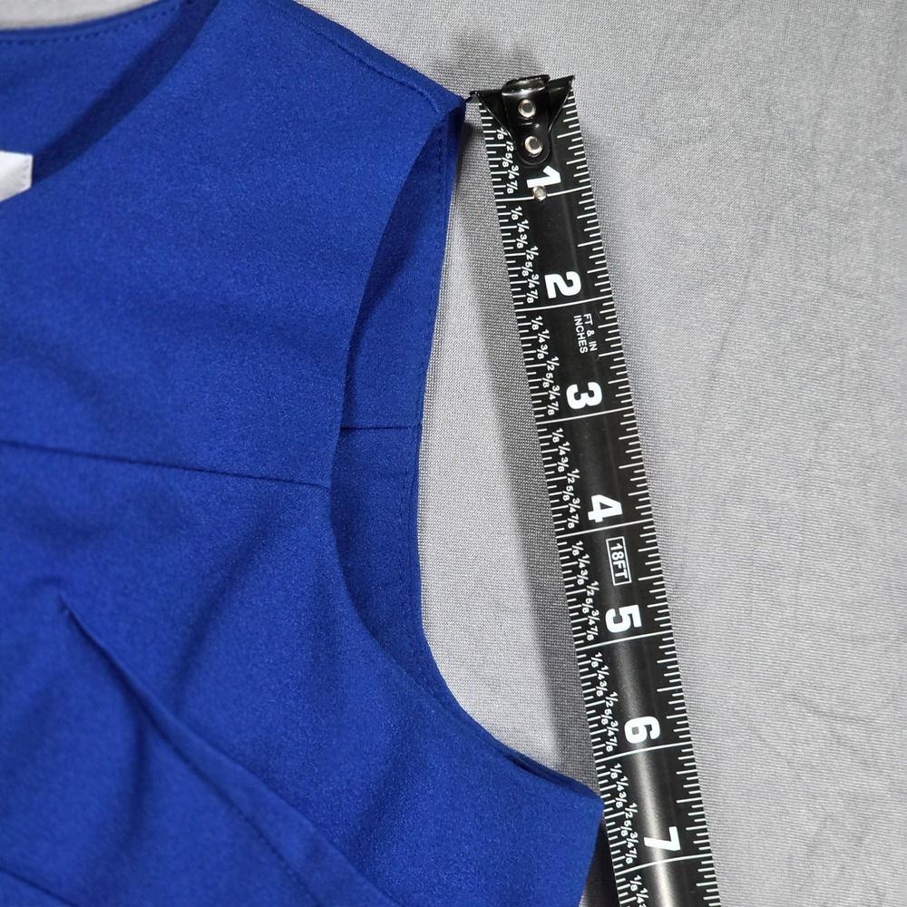 Calvin Klein Royal Blue Sunburst Pleated Sheath Dress 8P Sleeveless Boat Neck - Picture 10 of 12